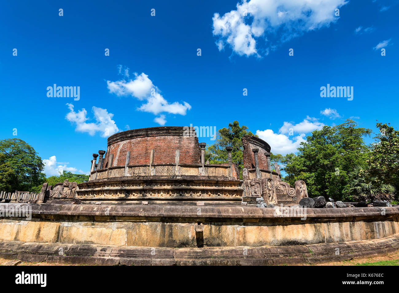 Ruins of Vatadage in Polonnaruwa Stock Photo