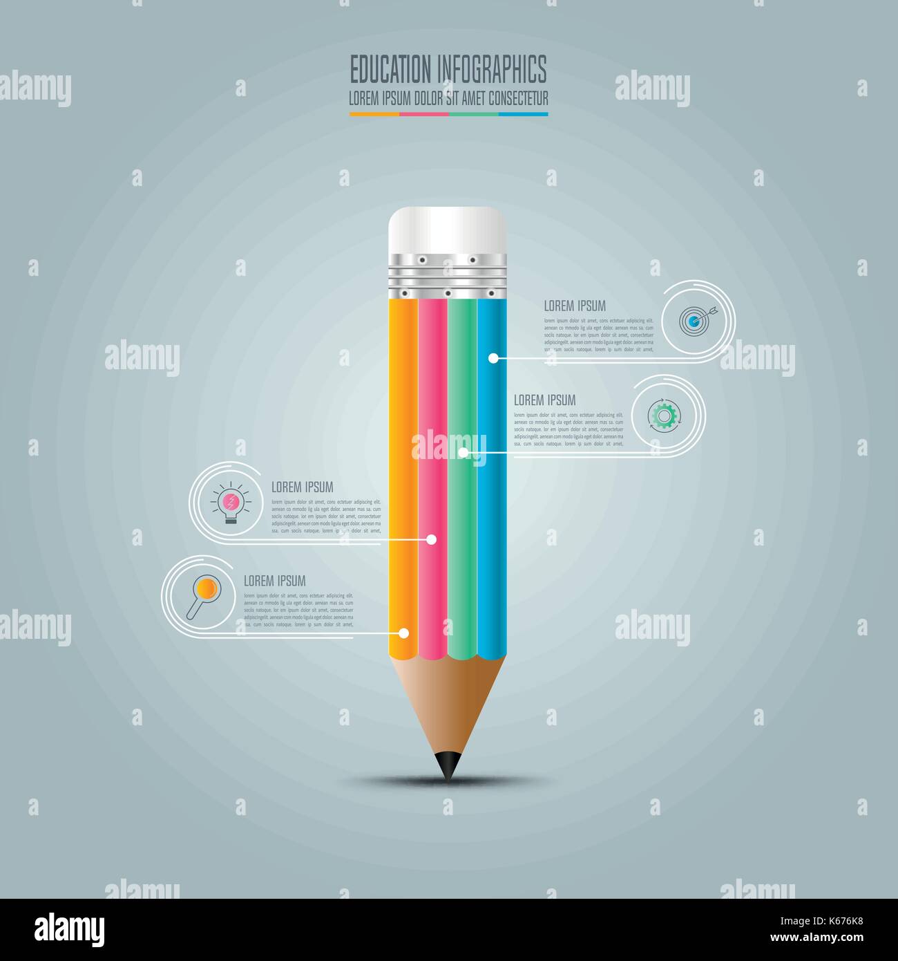 Education infographics template 4 step option. Pencil with timeline ...