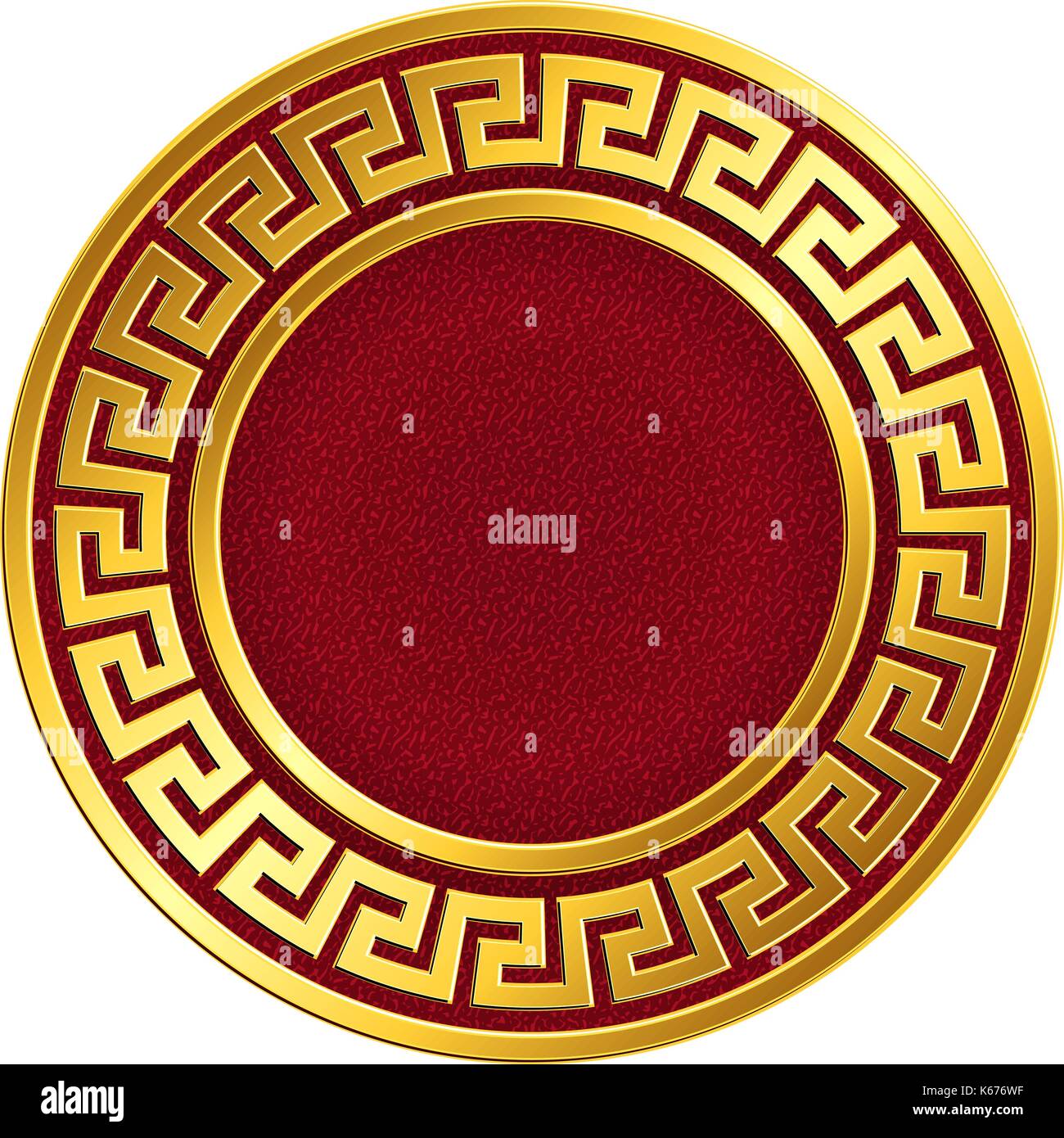 Golden round frame with Greek Meander pattern Stock Vector Image & Art ...