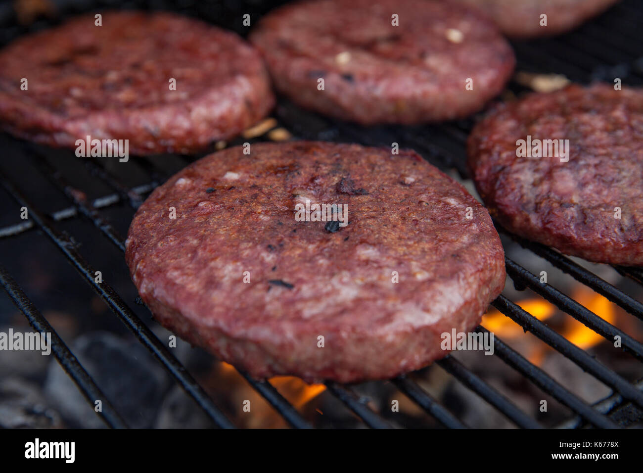 Beef or pork meat barbecue burgers for hamburger prepared grilled on ...