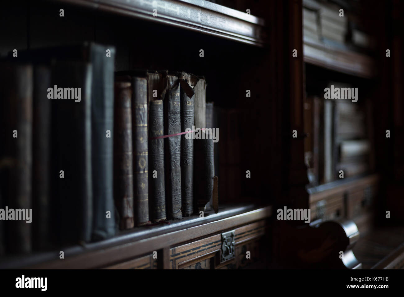 Old library in the Cardiff Castle museum Stock Photo