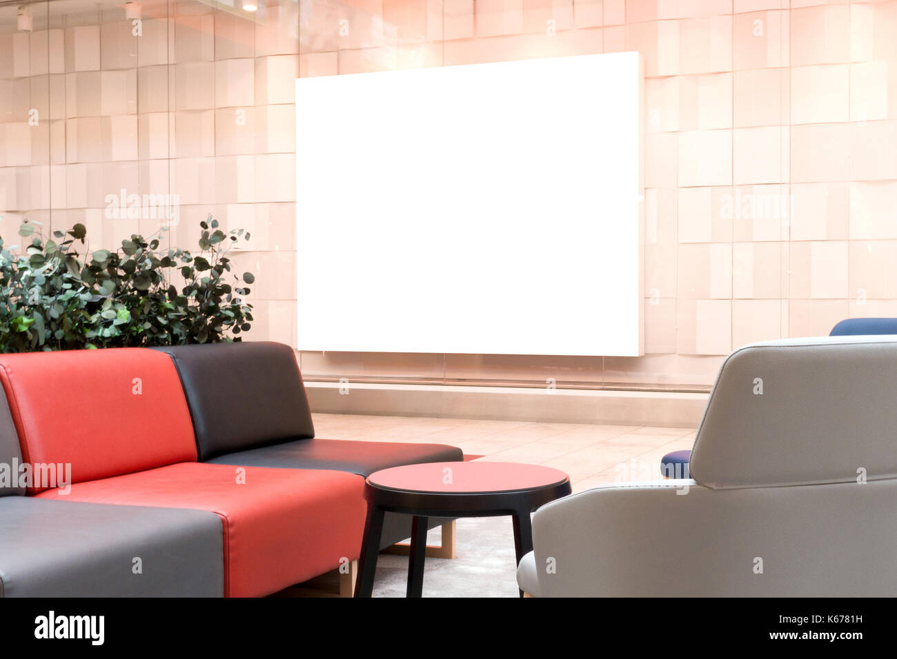 Mock Up Large Blank Banner In The Showcase Of Store In Modern