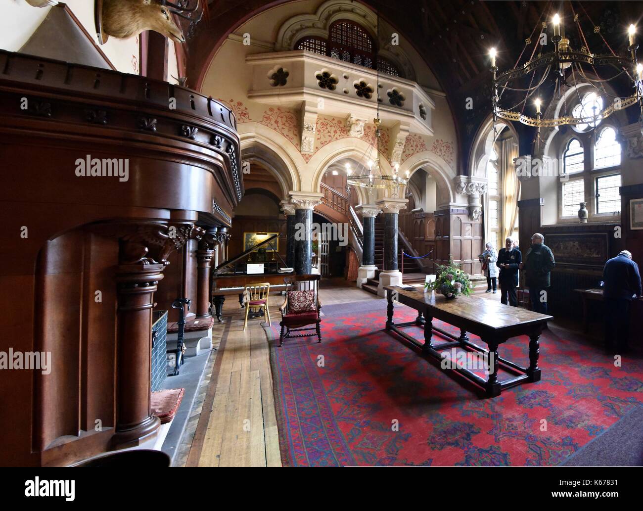 Great Hall, Knightshayes Court, a  Victorian country house near Tiverton, Devon, England, designed by William Burges for the Heathcoat-Amory family Stock Photo