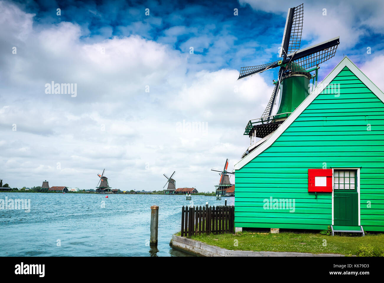 Dutch windmills from Zaanse Schans, Amsterdam, Holland Stock Photo