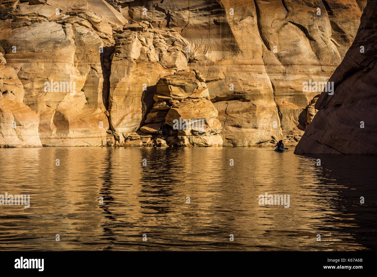 Two people Kayaking, Antelope Creek, Lake Powell, Page, Arizona, United States Stock Photo