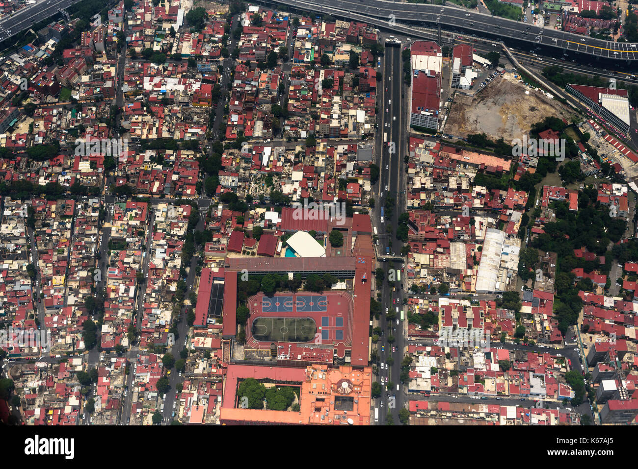 Aerial Photos over Mexico from a flight between Puerto Escondido to Mexico City on July 13, 2017. Stock Photo