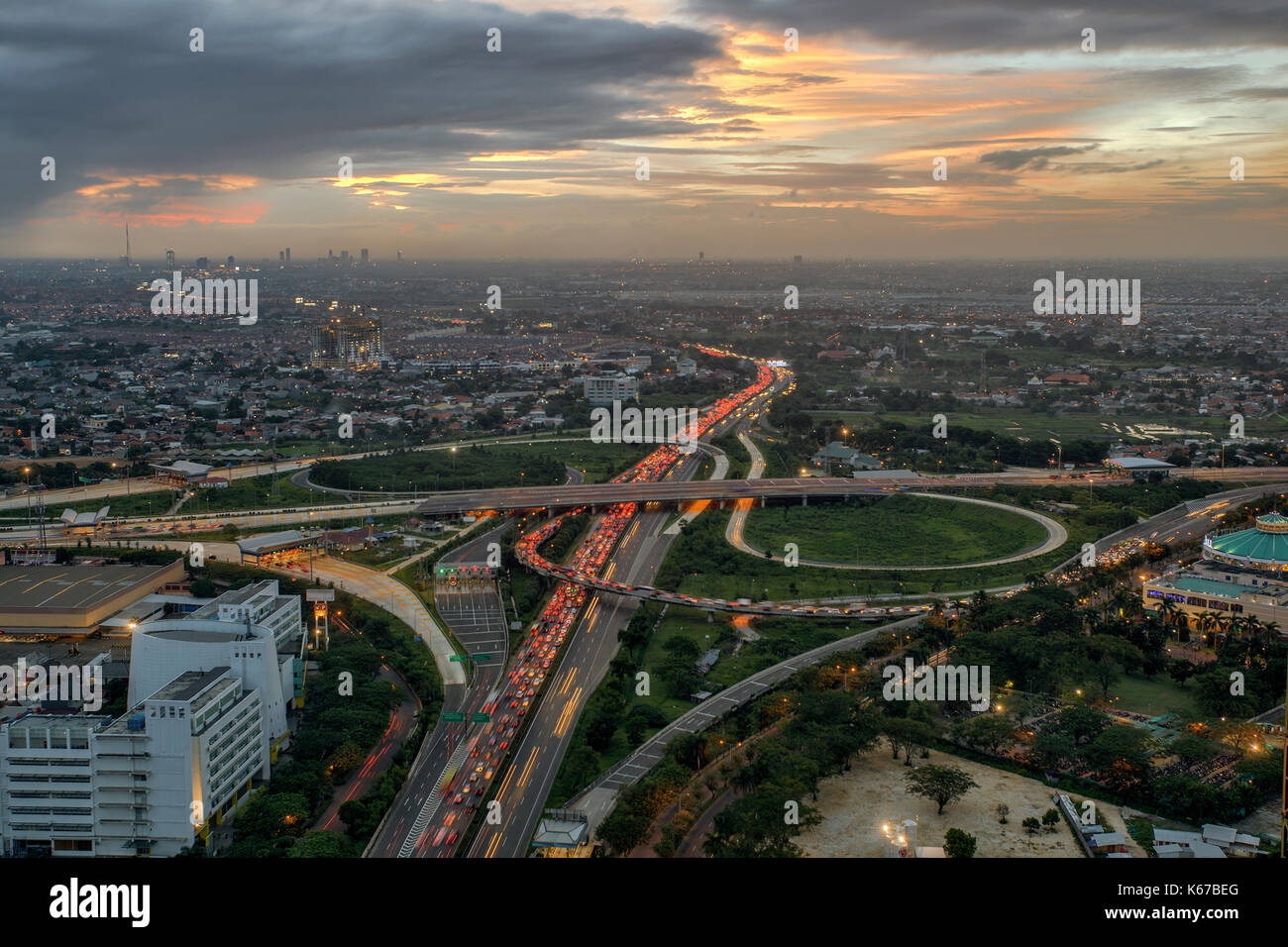 Aerial view of city, Jakarta, Indonesia Stock Photo