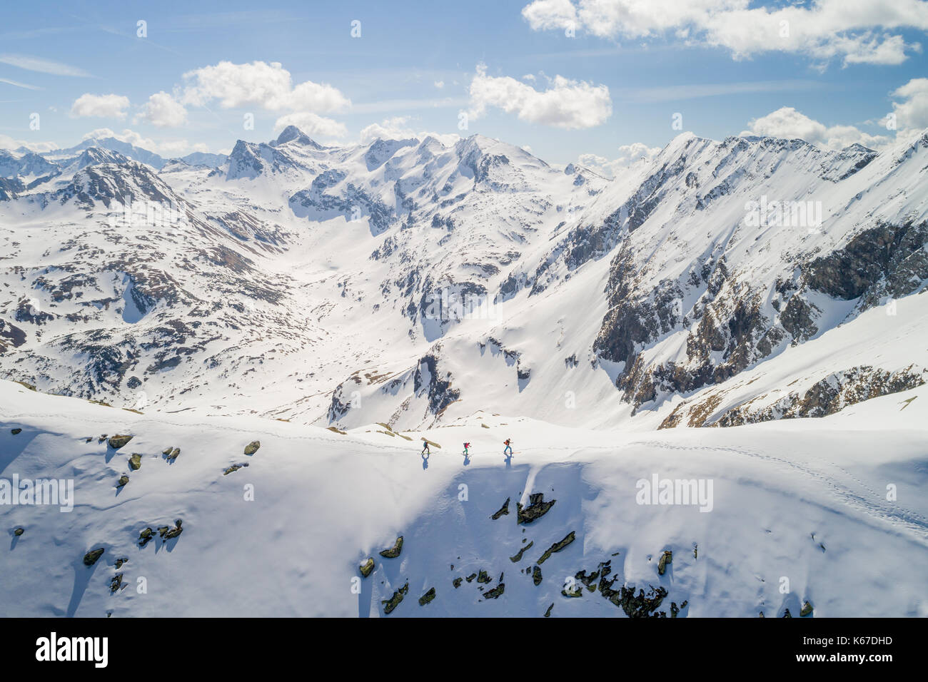 Three people ski touring, Sportgastein, Gastein, Salzburg, Austria Stock Photo