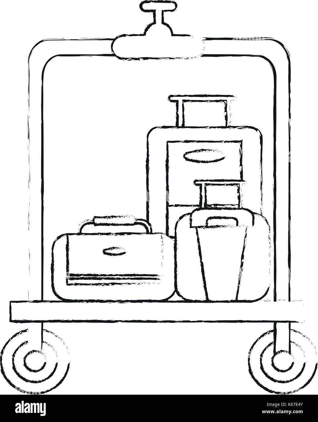 suitcases on luggage cart hotel related icon image Stock Vector Image ...