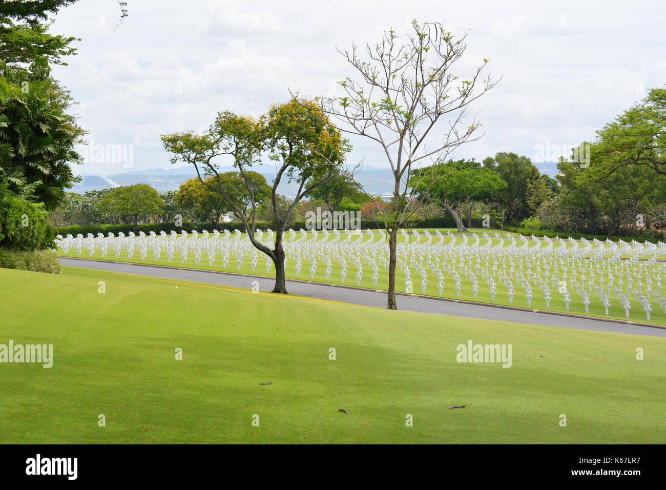 MANILA, PHILIPPINES - APRIL 1, 2016: Manila American Cemetery and Memorial. With 17,206 graves it is the largest WWII cemetery for US personnel. Stock Photo