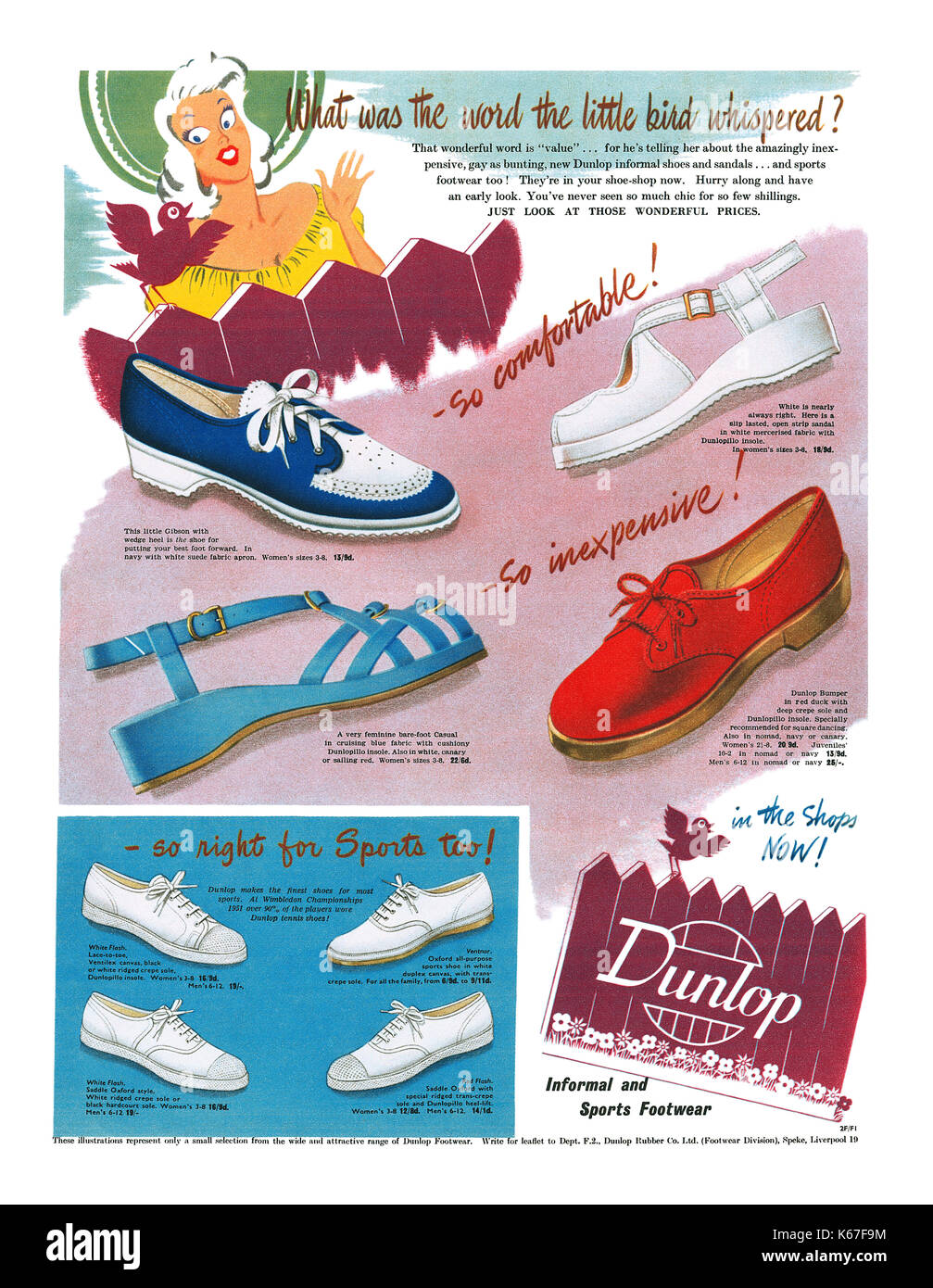 1952 British advertisement for Dunlop shoes. Stock Photo