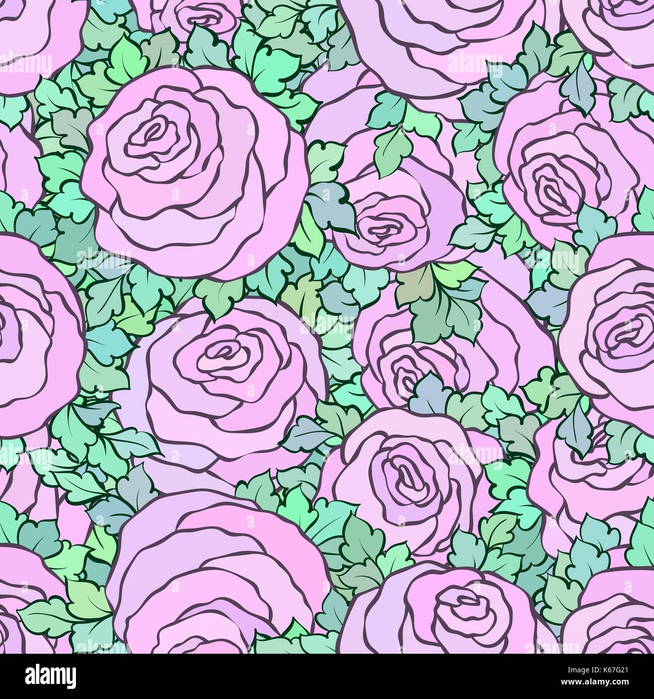 floral decorative colorful bright background with cute roses Stock ...