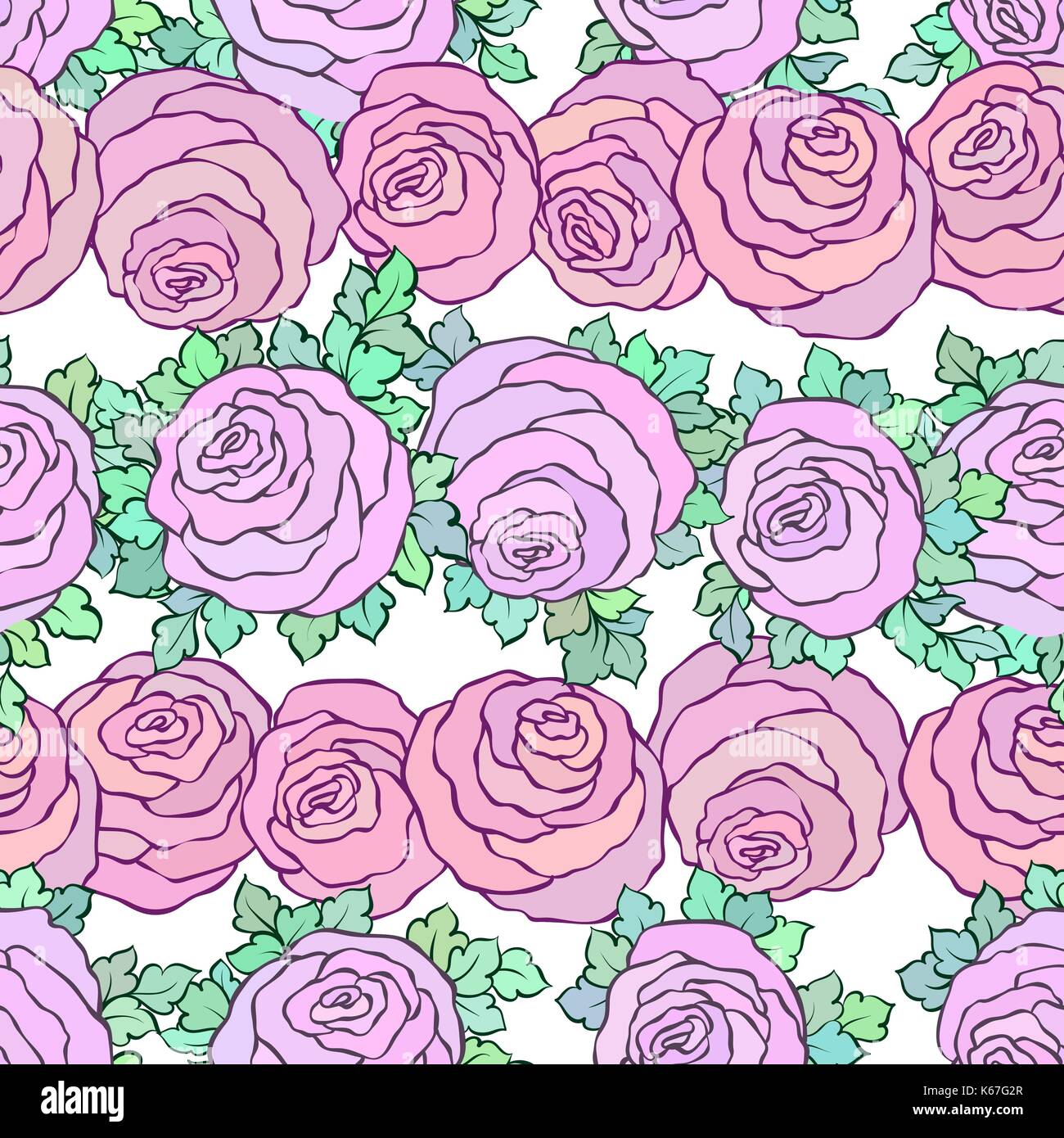 Floral decorative colorful bright wallpaper with cute roses, seamless ...