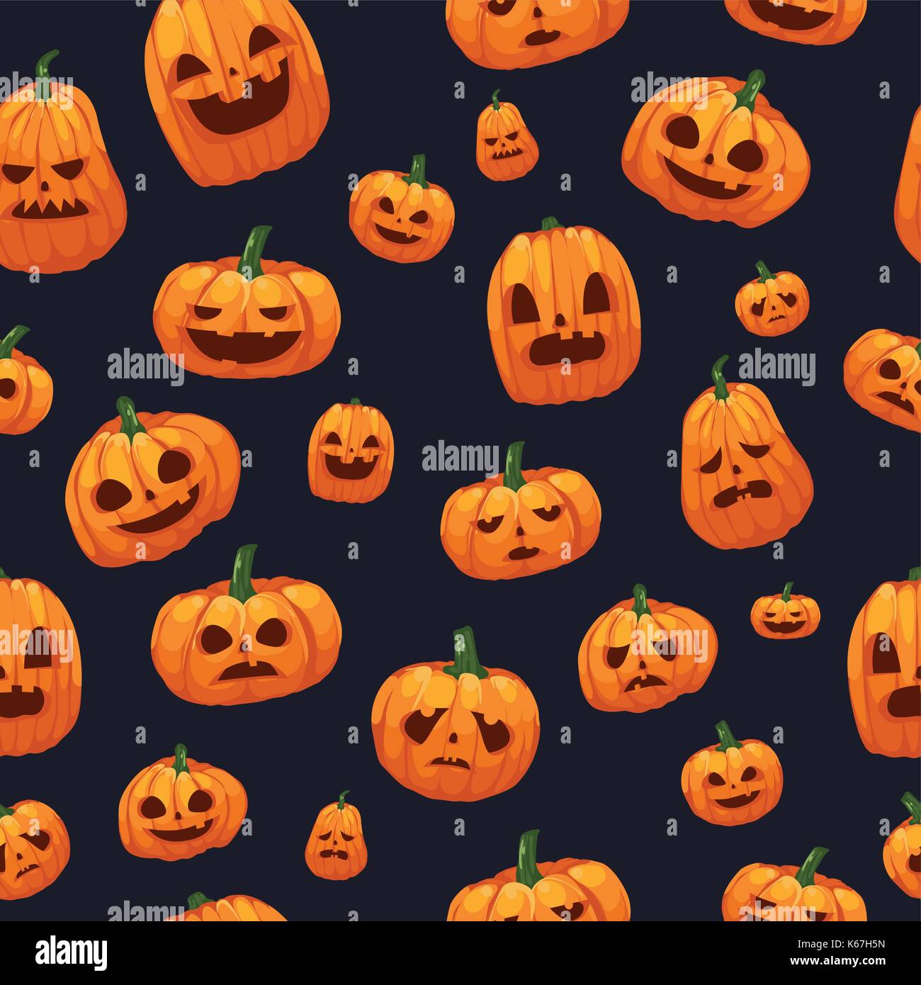 A vector illustration of Pumpkins Jack O Lantern Seamless Wallpaper Stock Vector