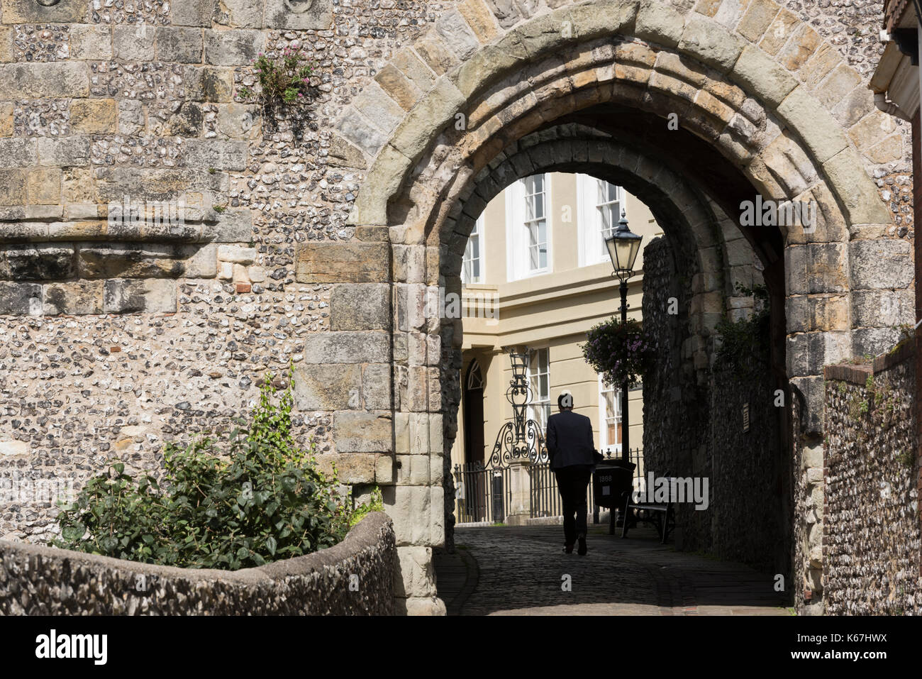 The old entrance to Lewes castle, in East Sussex, UK Stock Photo