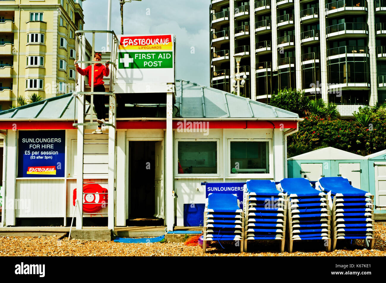 Lifeguard and first Aid Post Eastbourne Sussex Stock Photo Alamy