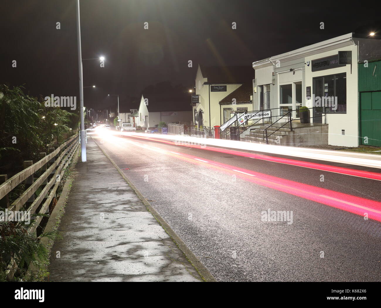 Wormit street scene by night Fife Scotland September 2017 Stock Photo