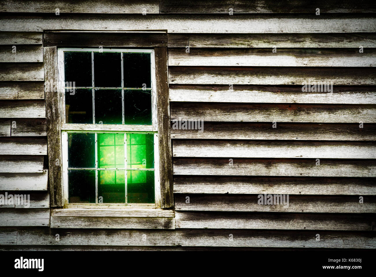 On A Hill In Wisconsin This Old Building Is Slanting And This Window Frame Is Taking Most Of It Stock Photo Alamy