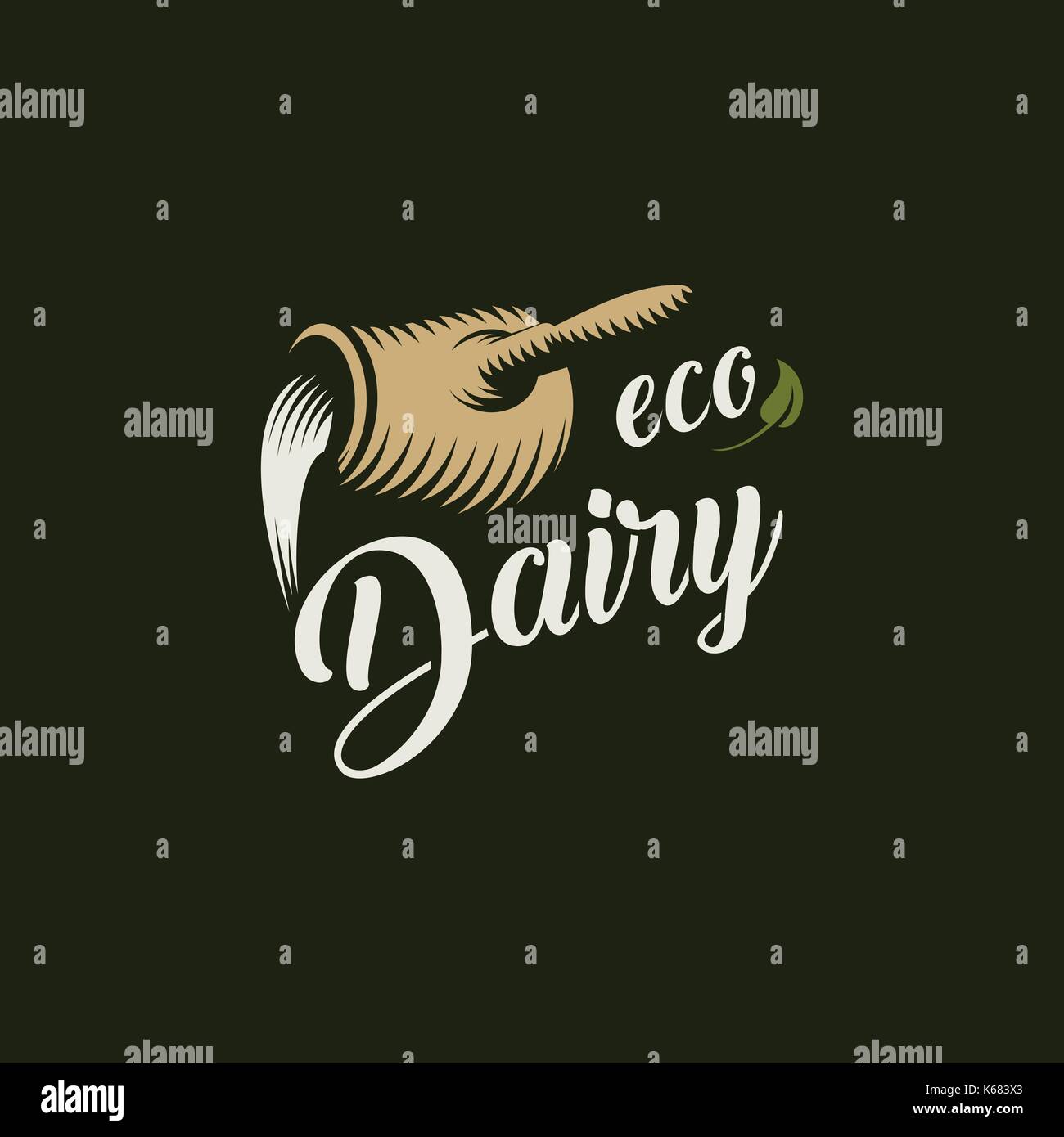 Eco dairy vector logo template. Milk product engraving emblem. Milk