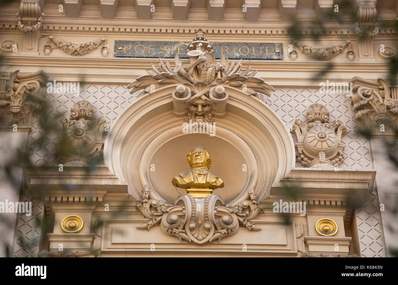 Detail on the northern façade of the Opéra de Nice, France. Stock Photo