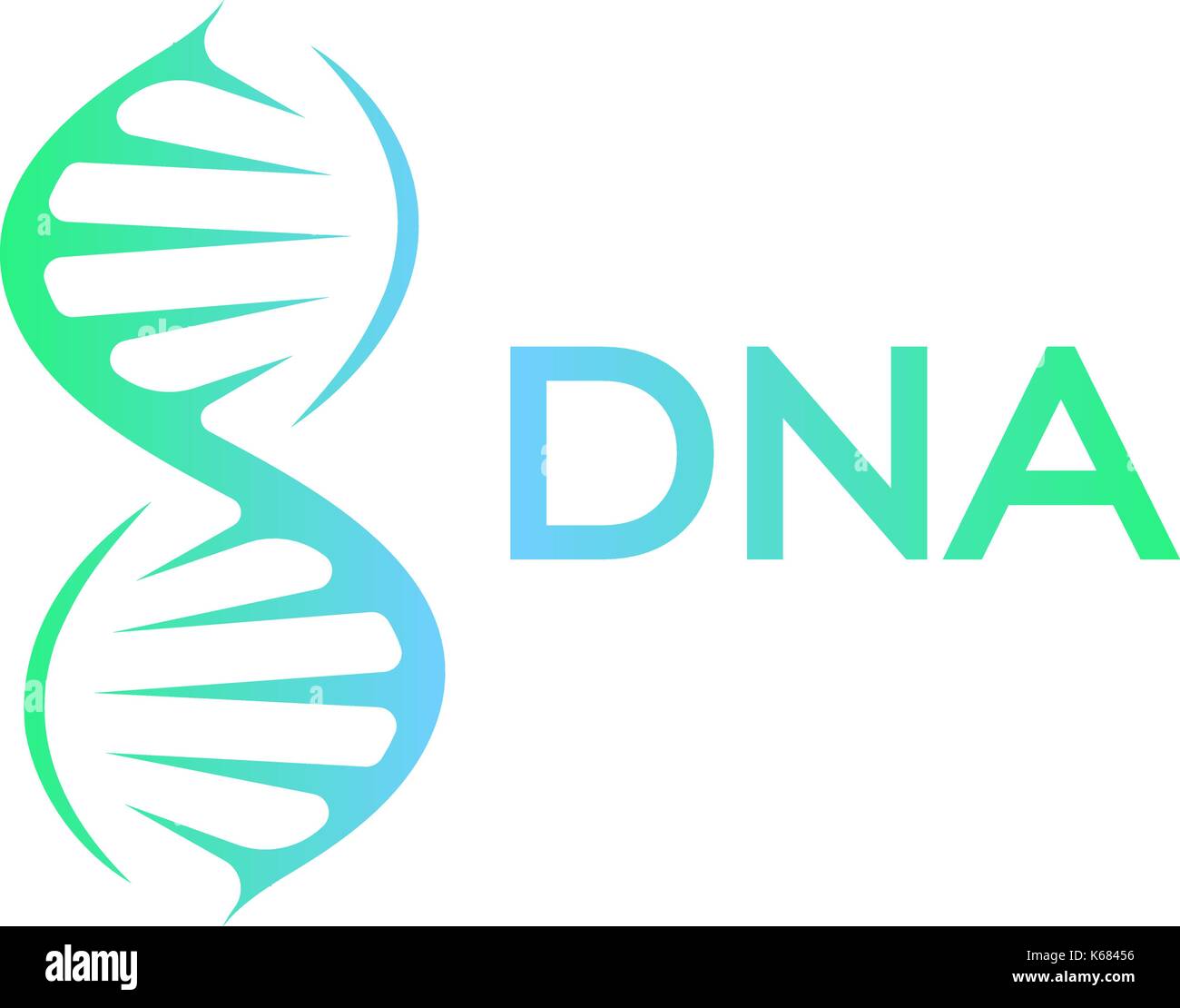 Abstract DNA molecule vector logo. Turquoise and blue color science sign. Laboratory of scientific discovery logotype. Stem cells cultivation technology research,medical business icon,design element. Stock Vector
