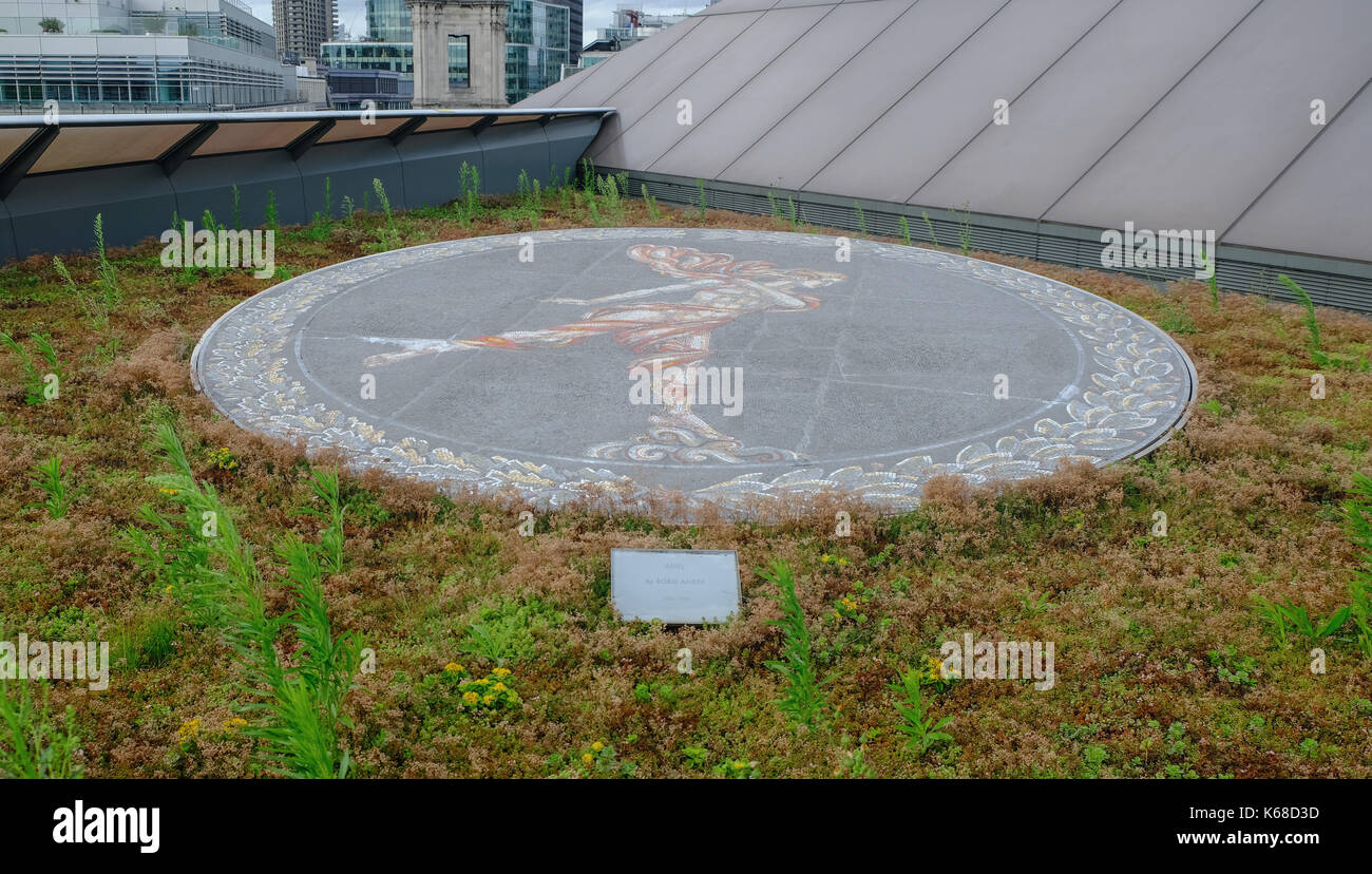 London, UK - August 3, 2017:  Mosaic of Ariel on the roof top of 1 New Change by Boris Anrep. Stock Photo