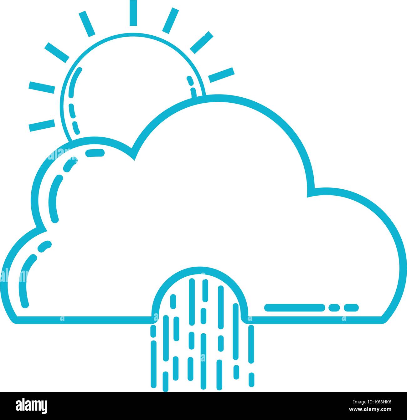 line cute cloud with sun and raining natural weather Stock Vector Image ...