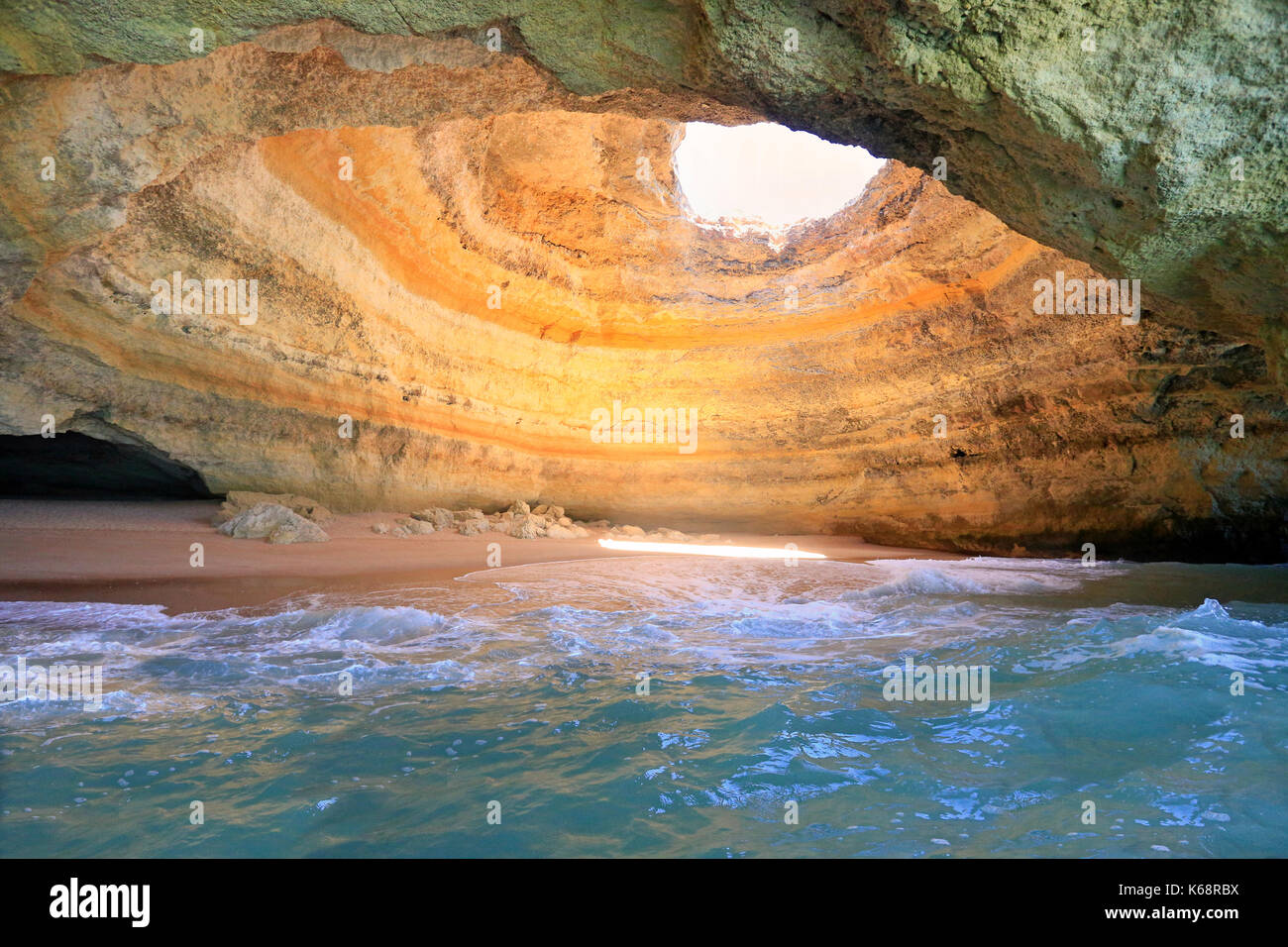 Natural Cave in Benagil, Algarve, Portugal Stock Photo