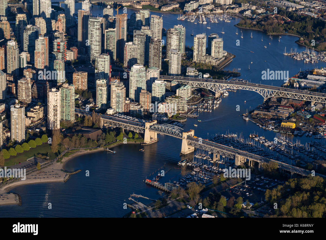 Burrard Bridge, Granville Island and False Creek. Taken in Downtown ...