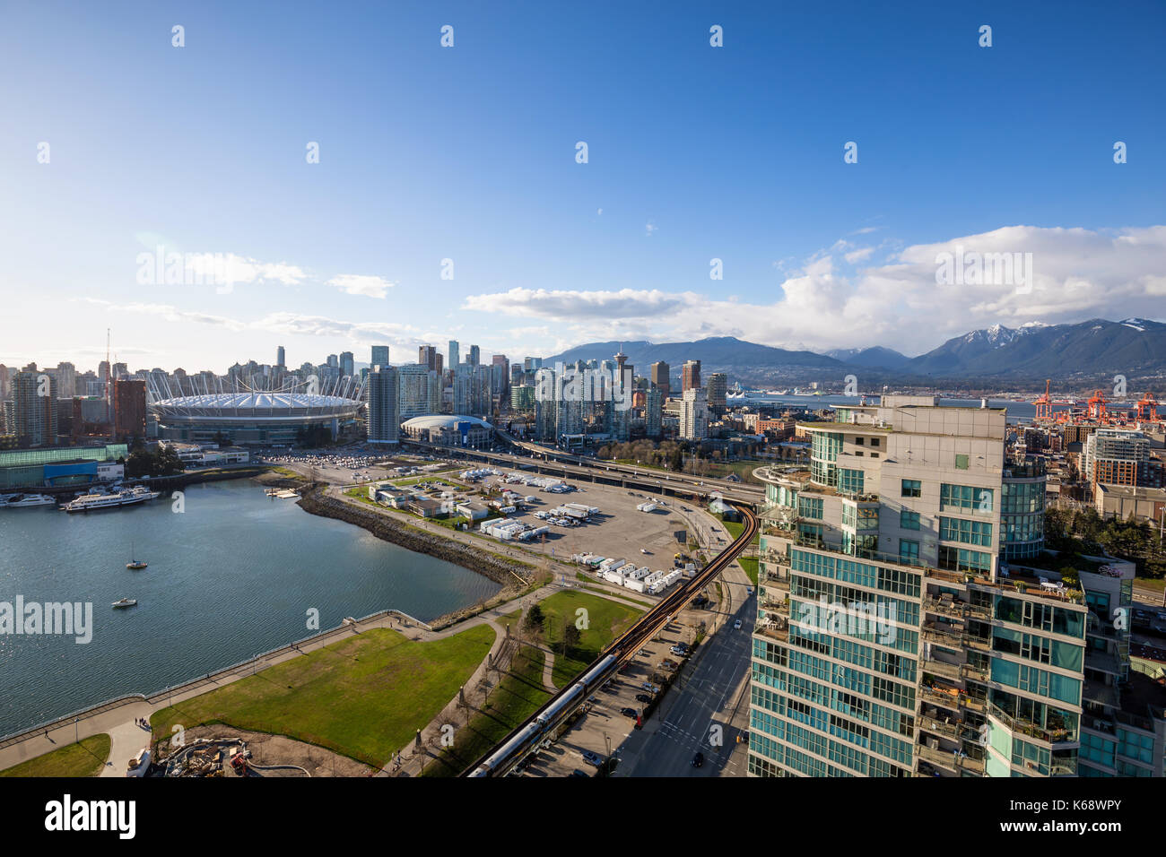 Aerial view of False Creek in Downtown Vancouver, BC, Canada Stock ...