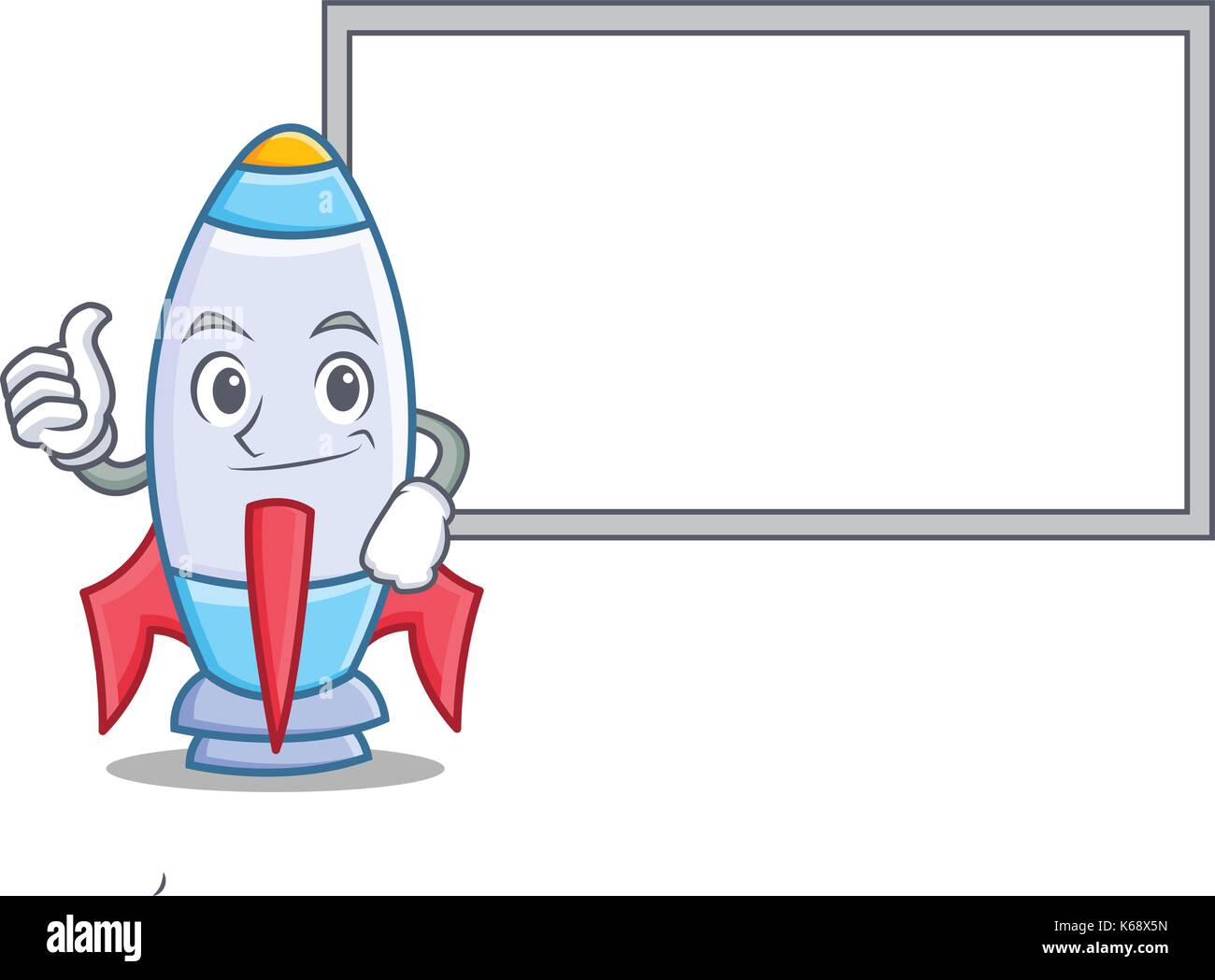 Thumbs up with board cute rocket character cartoon Stock Vector Image ...