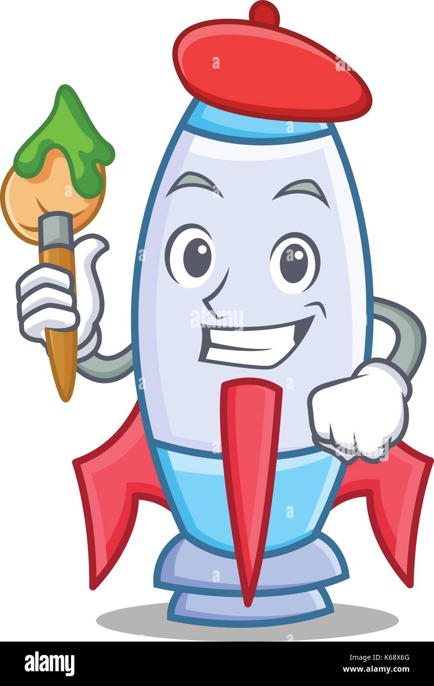 Artist cute rocket character cartoon Stock Vector Image & Art - Alamy