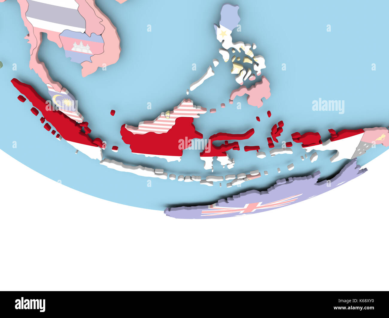 Indonesia on globe with flag. 3D illustration. Stock Photo