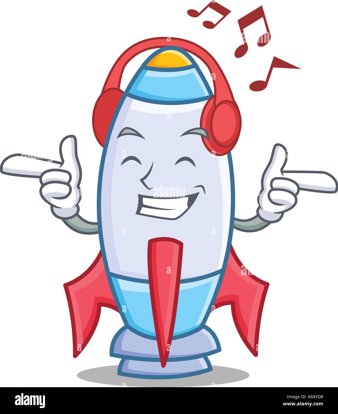 Listening music cute rocket character cartoon Stock Vector Image & Art ...