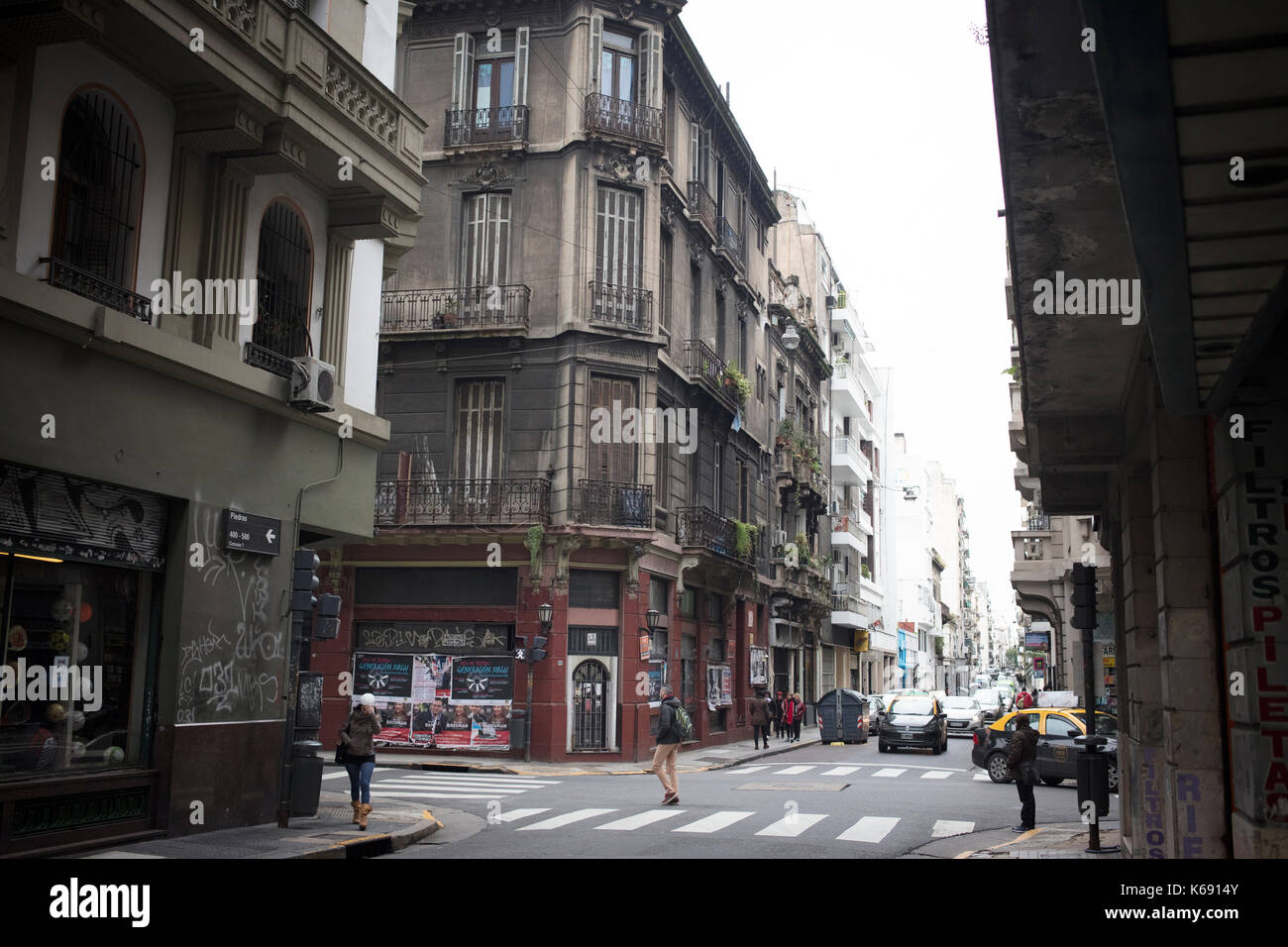 BUENOS AIRES, ARGENTINA - SEPTEMBER 2017 - View of the streets of San Telmo, an old neighboorhood in Buenos Aires Stock Photo