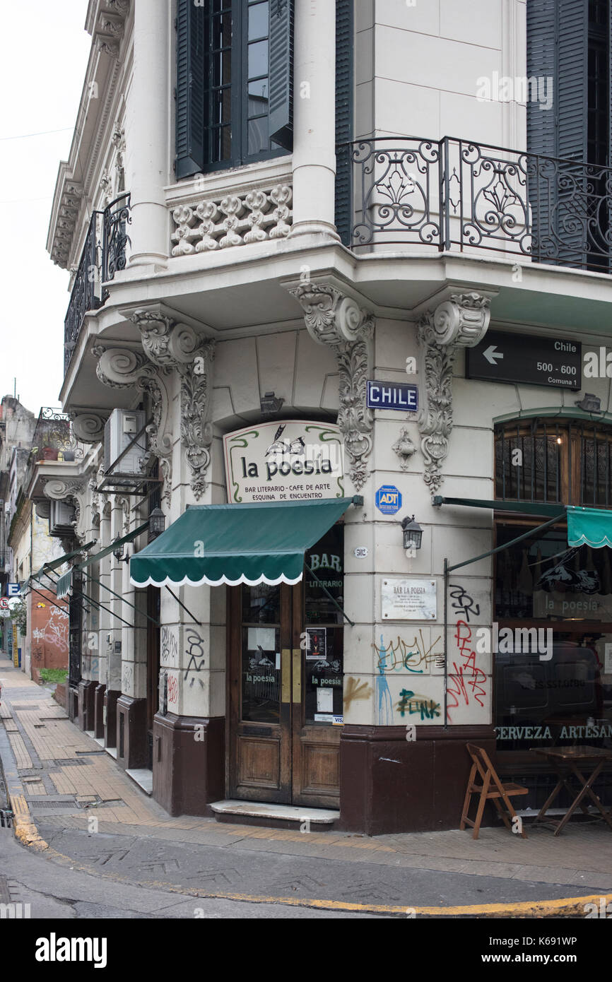 TELMO, BUENOS AIRES, ARGENTINA - SEPTEMBER 2017 - Poetry bar in San Telmo neighborhood Stock Photo