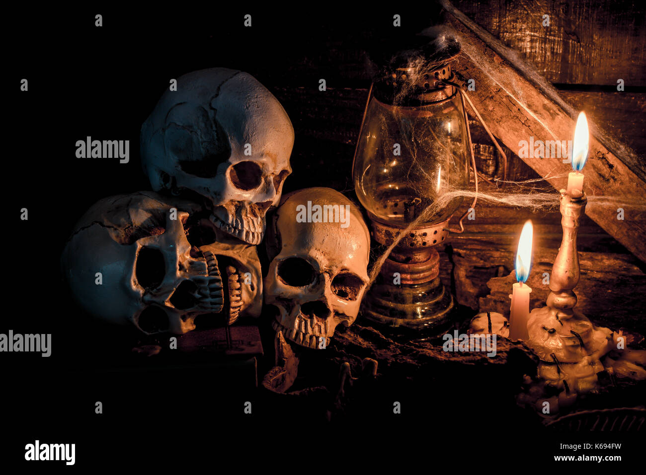 Skull Ritual Scene Skull and scary scene for Halloween Stock Photo - Alamy