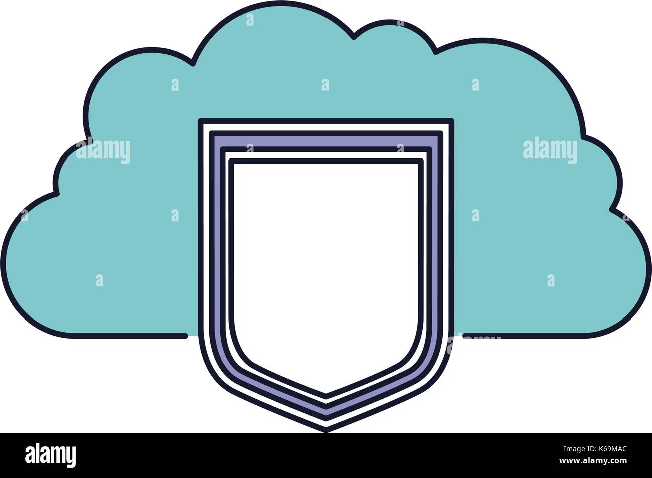 cloud storage data protection shield icon in color section silhouette ...