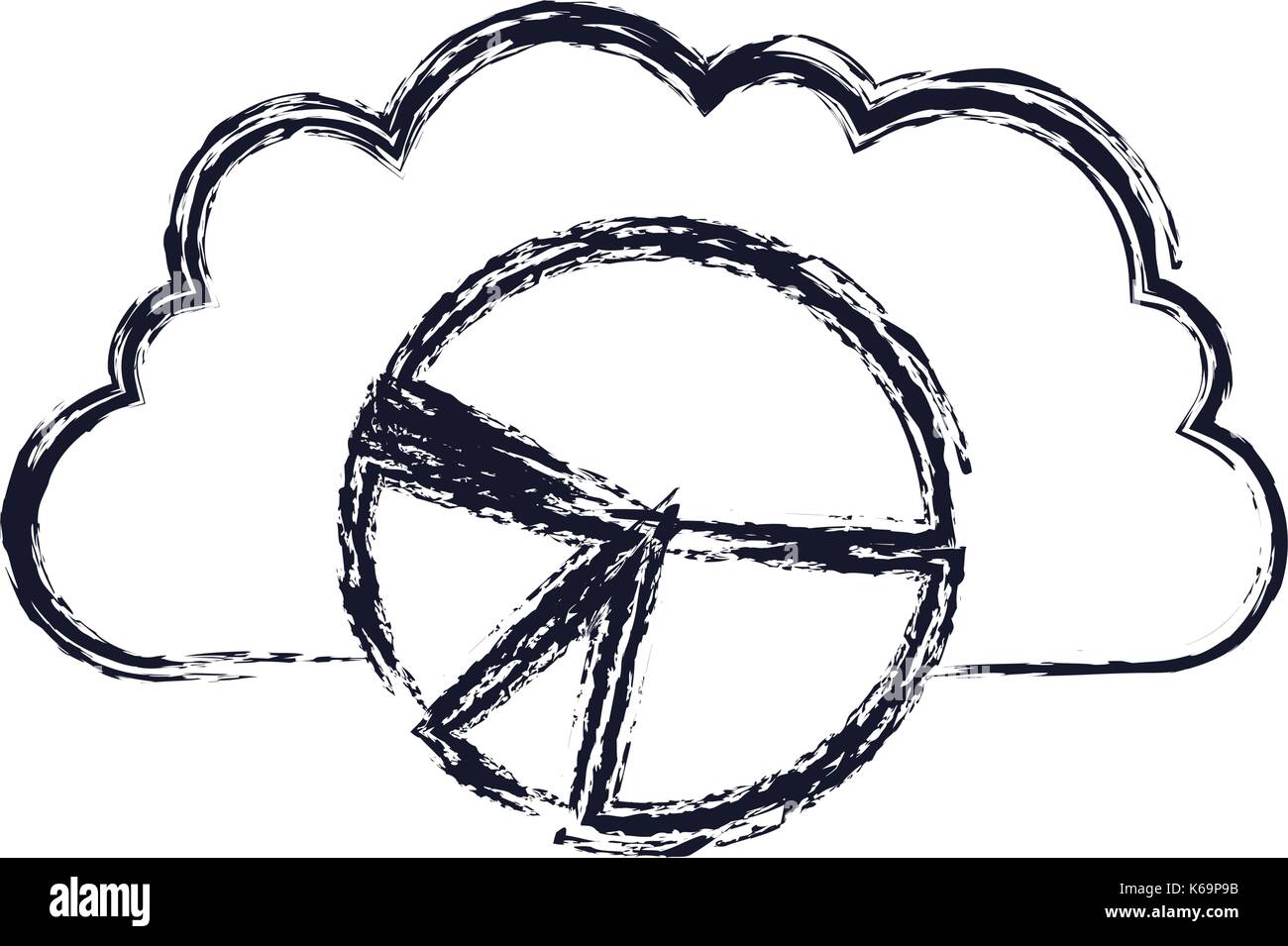 cloud storage data service icon and available space circular graphic in blurred silhouette Stock Vector
