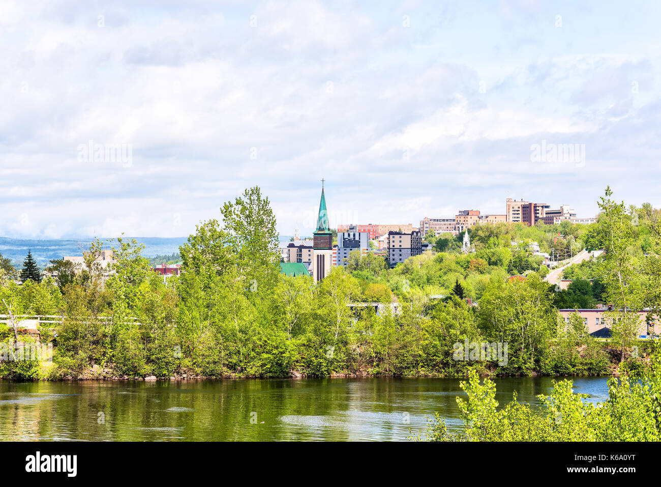 Cityscape or skyline of Saguenay, Canada city in Quebec in summer with