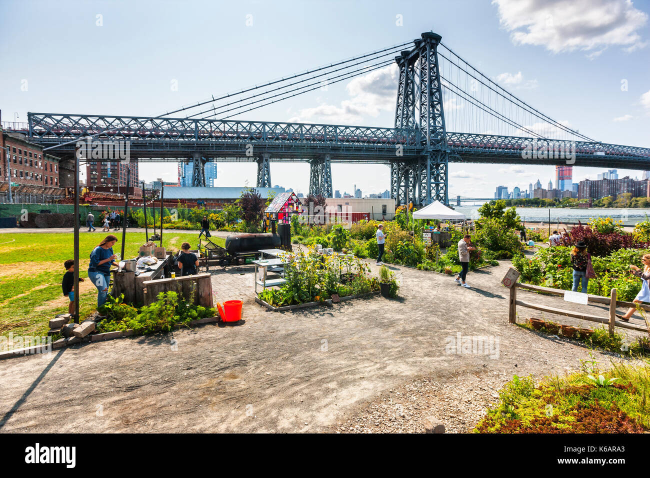 North Brooklyn Farms, Williamsburg bridge at the background, New York