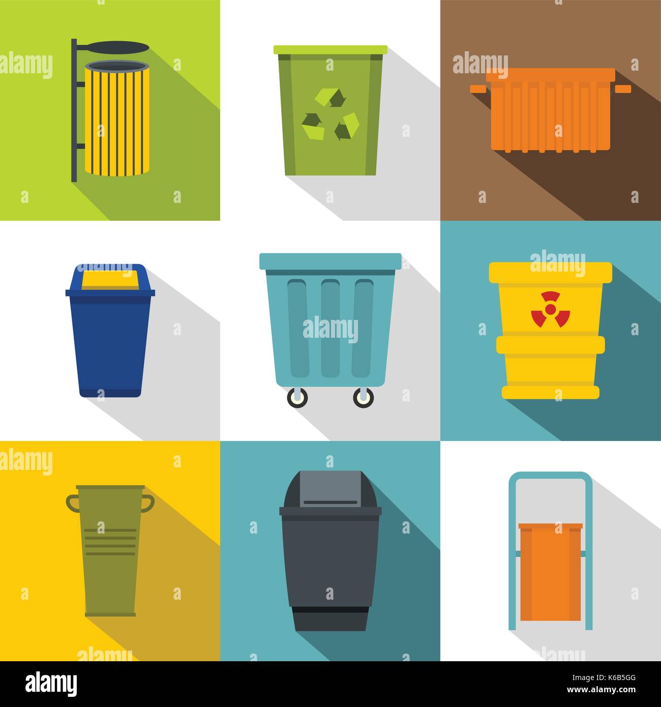 Trash bin icon set, flat style Stock Vector Image & Art - Alamy