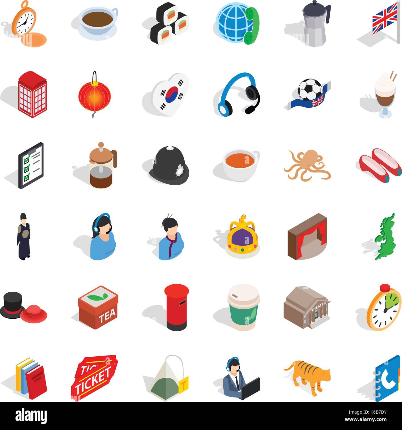 Lantern icons set, isometric style Stock Vector