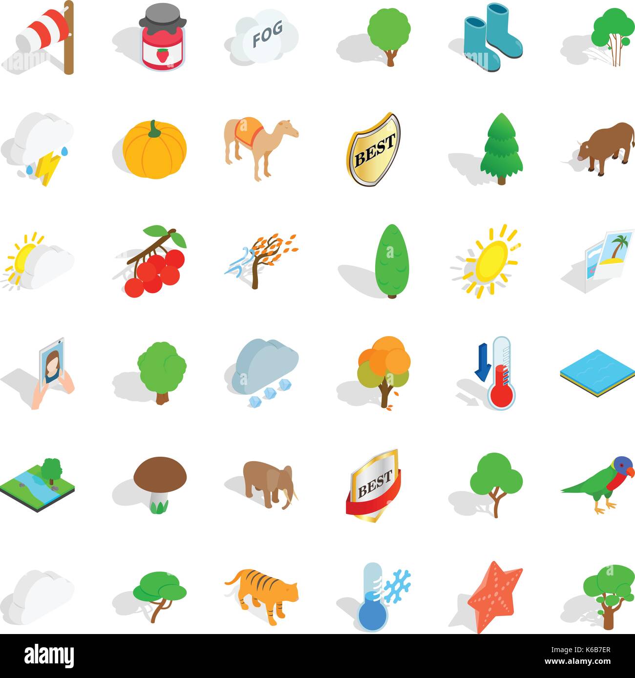 Tiger icons set, isometric style Stock Vector