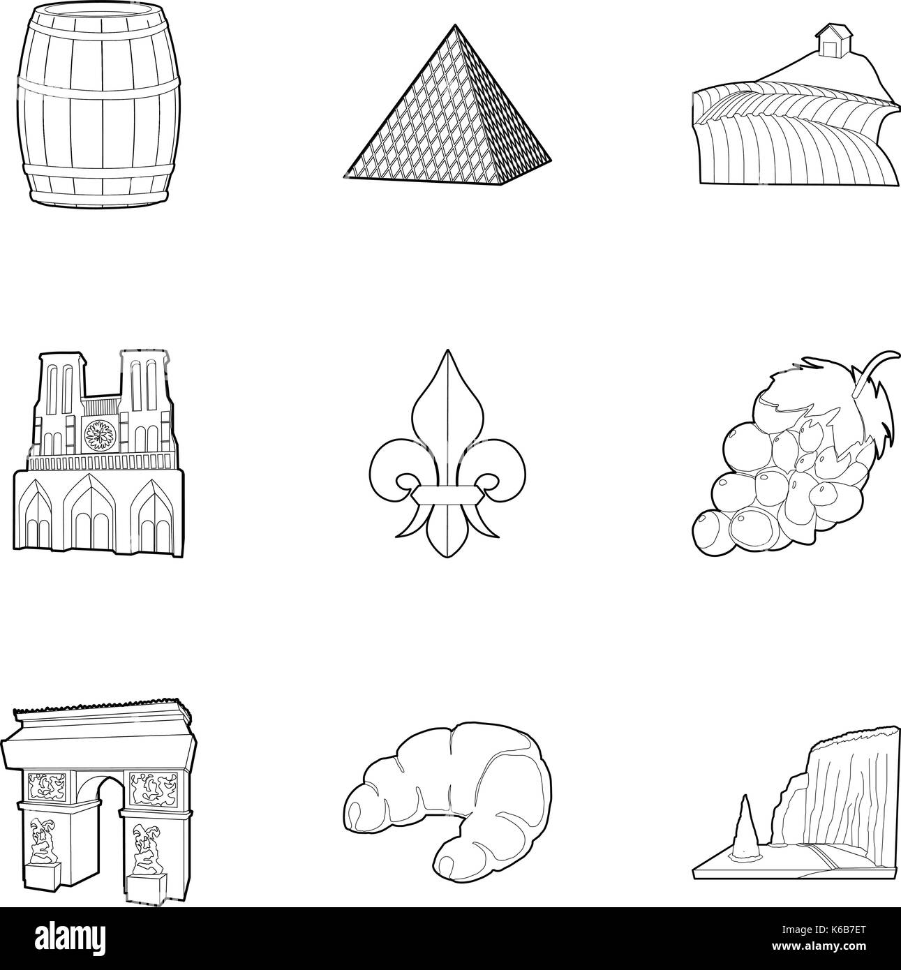 Travel to France icons set, outline style Stock Vector Image & Art - Alamy