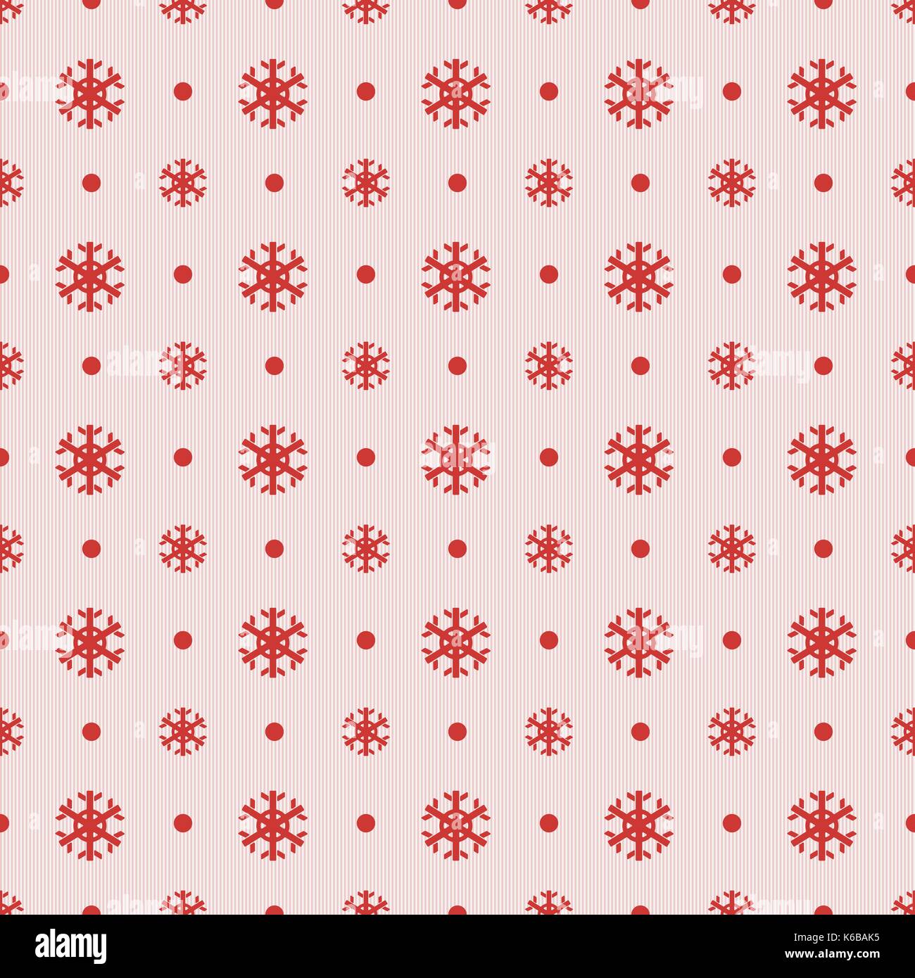 Seamless Christmas pattern with red snowflakes dots and stripes. Vector ...