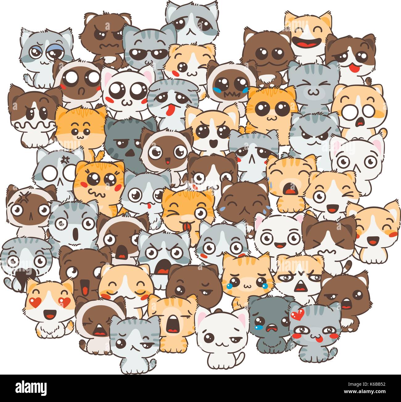 Vector pattern for print. Ilustration with cats and dogs for design of posters, prints, invitations, greetings, childbook, flyers and antistress pictu Stock Vector