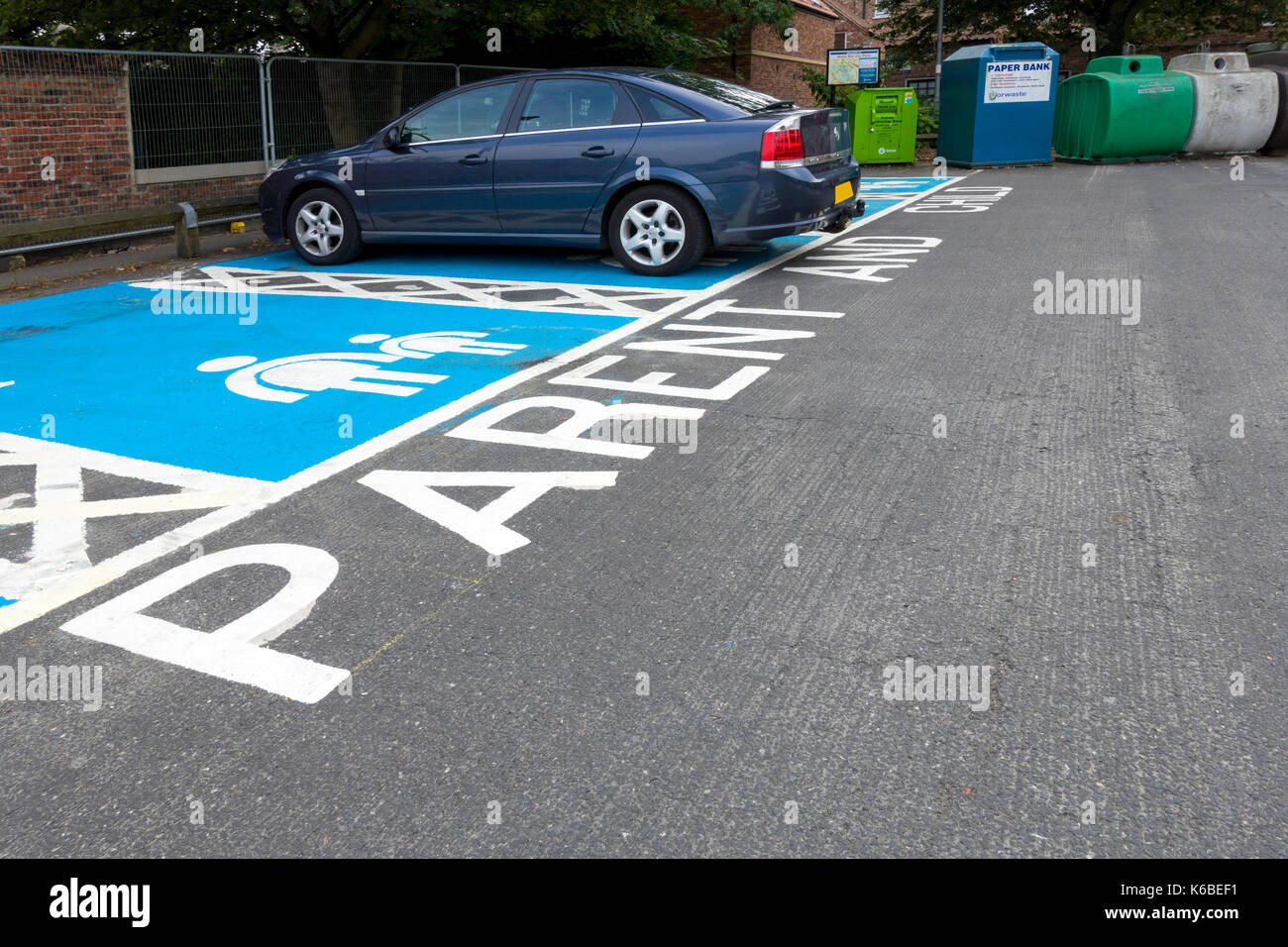 Parent and child car parking spaces space designated in car park