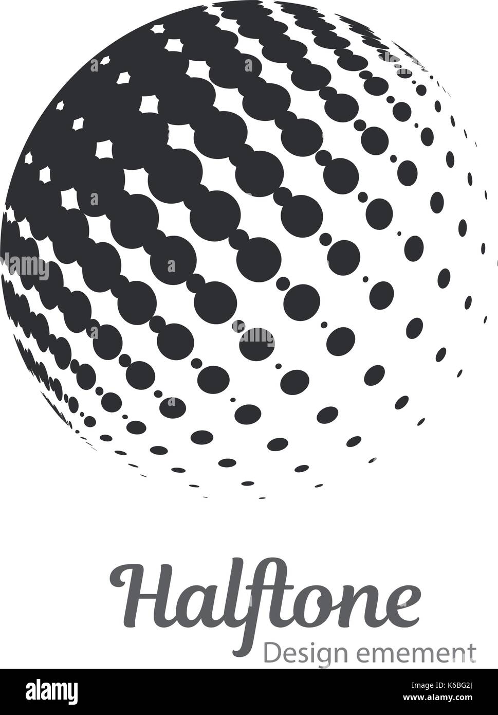 Vector abstract logo halftone design element. Black dotted sphere ...