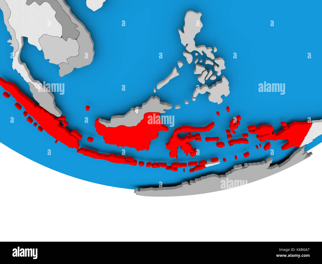 Indonesia on 3D model of political globe. 3D illustration. Stock Photo